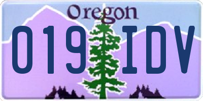 OR license plate 019IDV