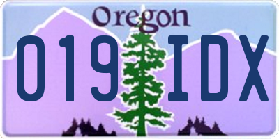 OR license plate 019IDX