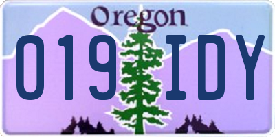 OR license plate 019IDY
