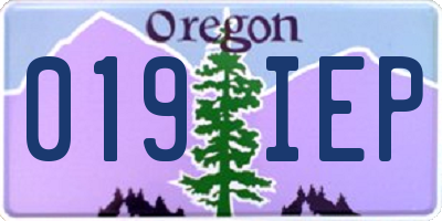 OR license plate 019IEP