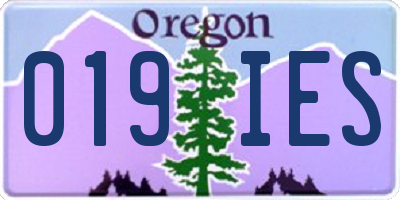 OR license plate 019IES