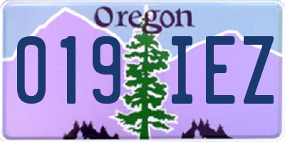 OR license plate 019IEZ