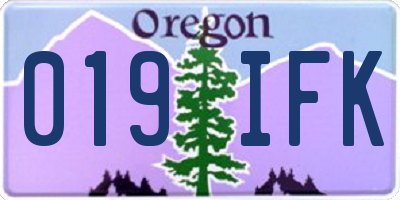 OR license plate 019IFK
