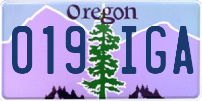 OR license plate 019IGA