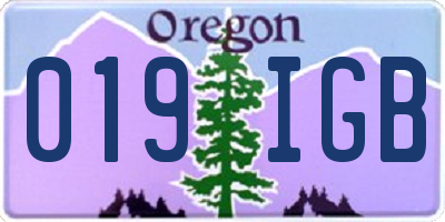 OR license plate 019IGB