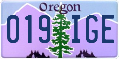 OR license plate 019IGE