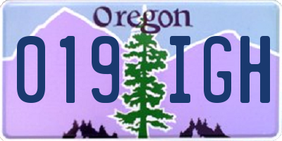 OR license plate 019IGH