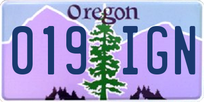 OR license plate 019IGN