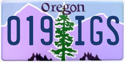 OR license plate 019IGS