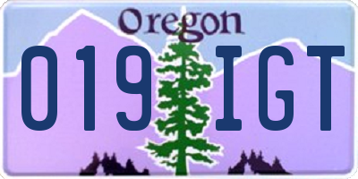 OR license plate 019IGT