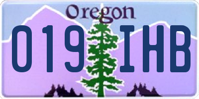 OR license plate 019IHB