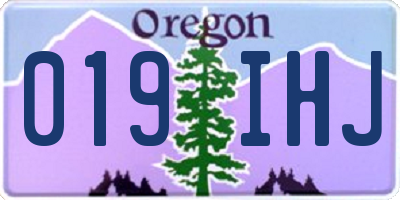 OR license plate 019IHJ