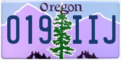 OR license plate 019IIJ