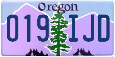 OR license plate 019IJD