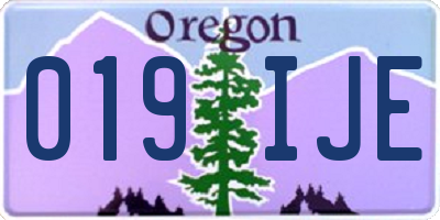 OR license plate 019IJE
