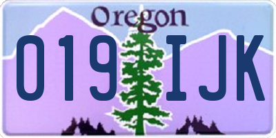 OR license plate 019IJK