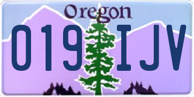 OR license plate 019IJV