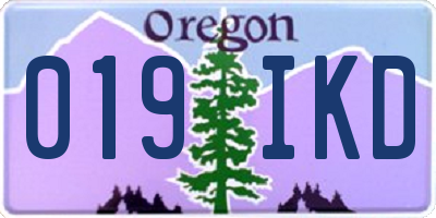 OR license plate 019IKD