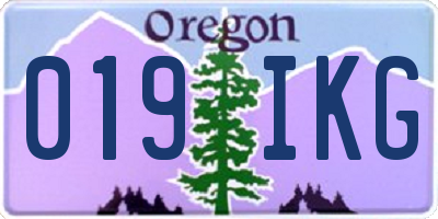OR license plate 019IKG