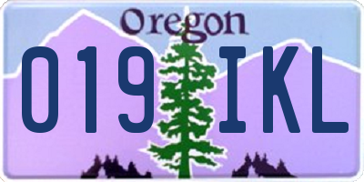 OR license plate 019IKL