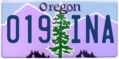 OR license plate 019INA