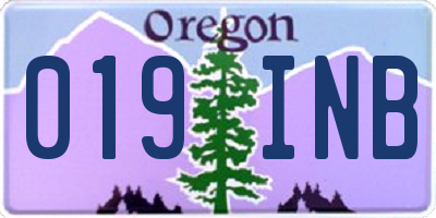 OR license plate 019INB