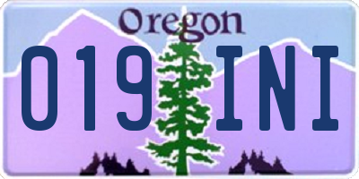 OR license plate 019INI