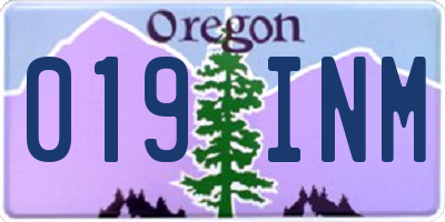 OR license plate 019INM