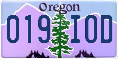 OR license plate 019IOD
