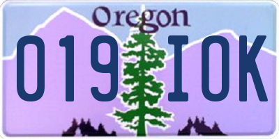 OR license plate 019IOK