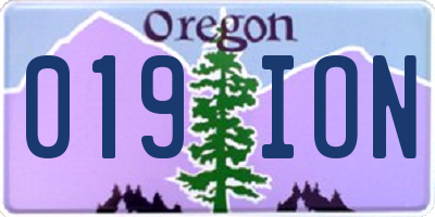 OR license plate 019ION