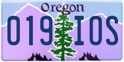 OR license plate 019IOS
