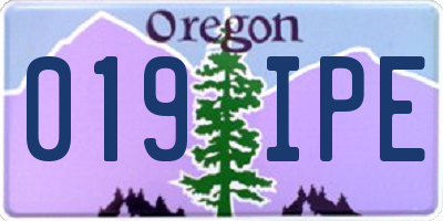 OR license plate 019IPE