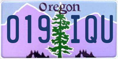 OR license plate 019IQU