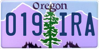 OR license plate 019IRA