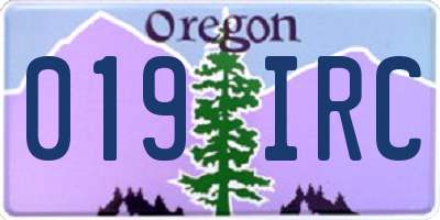 OR license plate 019IRC