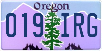 OR license plate 019IRG