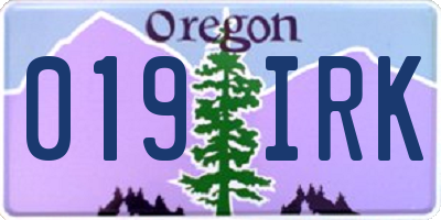 OR license plate 019IRK