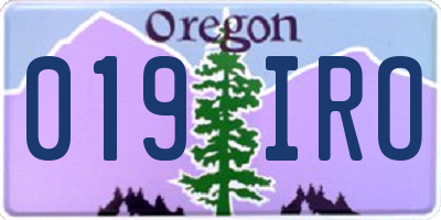 OR license plate 019IRO