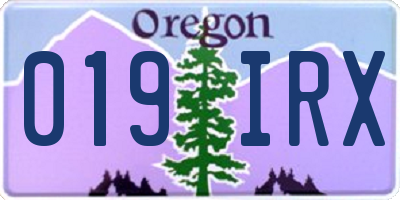 OR license plate 019IRX