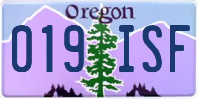 OR license plate 019ISF