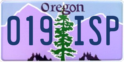 OR license plate 019ISP