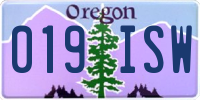 OR license plate 019ISW