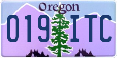 OR license plate 019ITC