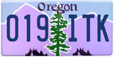 OR license plate 019ITK