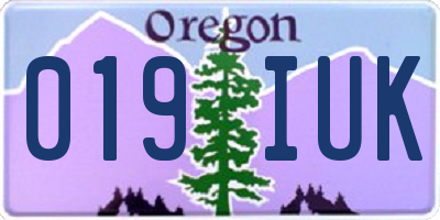 OR license plate 019IUK
