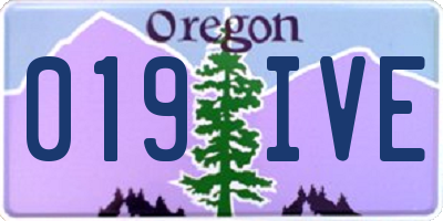 OR license plate 019IVE