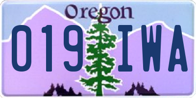 OR license plate 019IWA