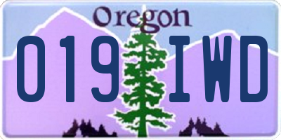 OR license plate 019IWD
