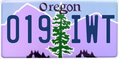 OR license plate 019IWT